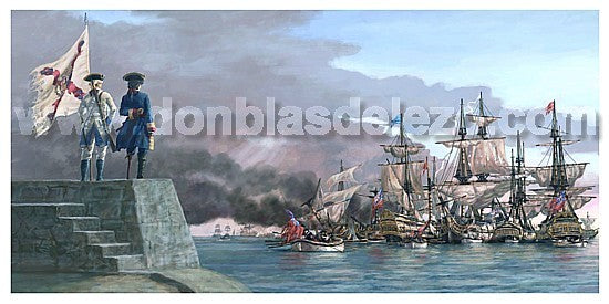 Lamina Blas de Lezo Contemplando la Victoria 1741 Cartagena de Indias
